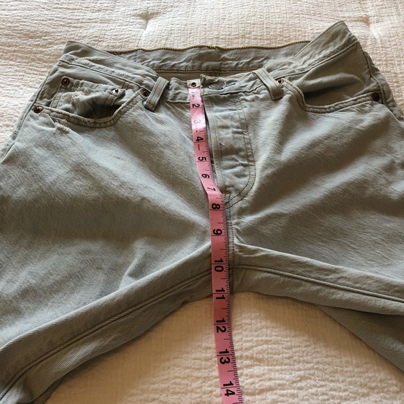 Levi’s 501 Light Wash Distressed Straight Jeans with Patches - Picture 11 of 17